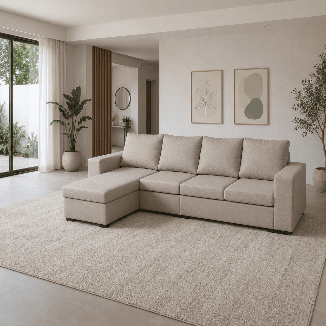 Chaise Longue 3+1 - Bege