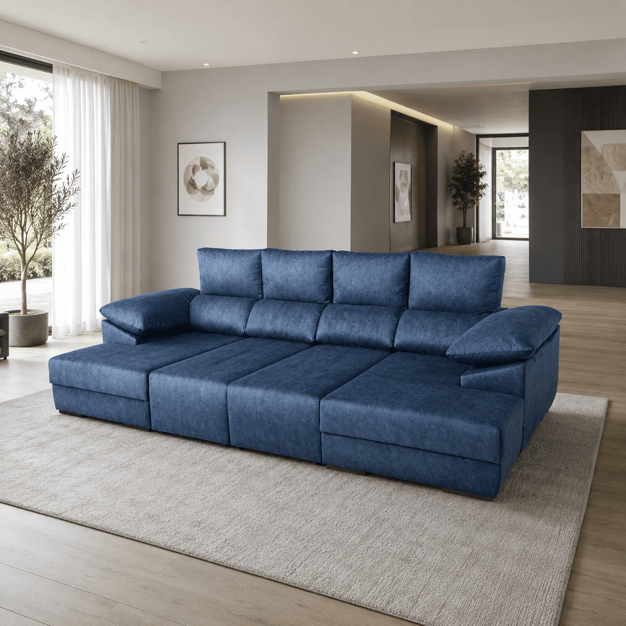 Dupla Chaise Longue - Azul - Aberto